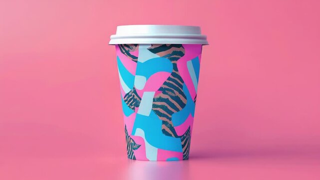 Video A cup of coffee with a unique zebra print design