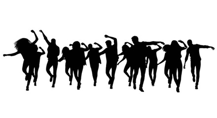 Group of people dancing joyfully isolated on transparent background