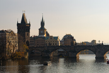 Obraz premium Charles Bridge Tower at Sunrise in Prague
