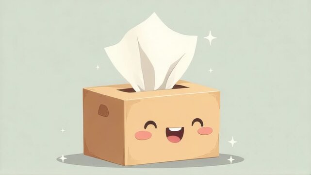 Video A cardboard box with a tissue on top, ideal