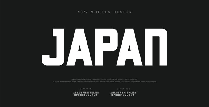 JAPAN  Minimal modern logo alphabet fonts. Typography minimalist urban sana serif digital fashion future creative logos fonts. vector illustration