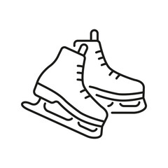 Obraz premium Ice Skates Line Icon. Winter Sports, Ice Skating, And Recreational Activity Outline Symbol. Cold Weather Leisure. Editable Stroke. Isolated Vector Illustration