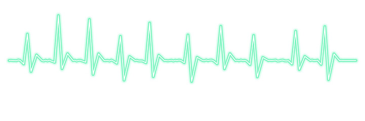 Green ecg waveform isolated on transparent background