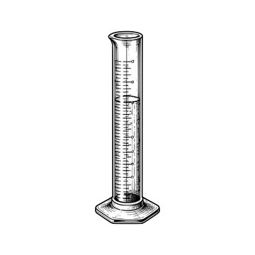 Vintage engraved measuring cylinder illustration