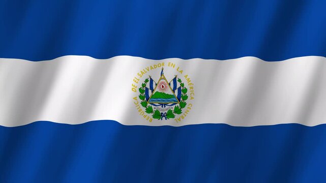 El Salvador Flag Waving on Wind, Realistic 4K Background Animation