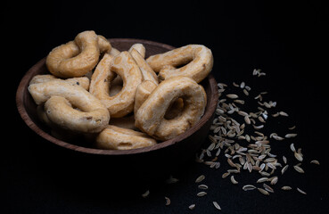 Naklejka premium Beautiful and simple still life of fennel tarallini