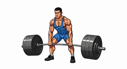 Muscular man performing a deadlift exercise Keywords: man, male, weightlifter, bodybuilder