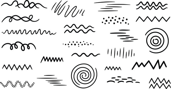 Expressive Scribble Lines: A collection of various doodle lines, each one of them offers a unique visual, suitable for graphic design and enhancing any digital art project.