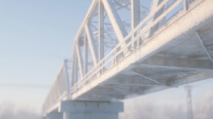 Fototapeta premium Close-up of a bridge with a blue sky in the background. the bridge appears to be made of metal and has a truss structure.