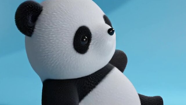 Pandababy rollt sich im Sitzen
