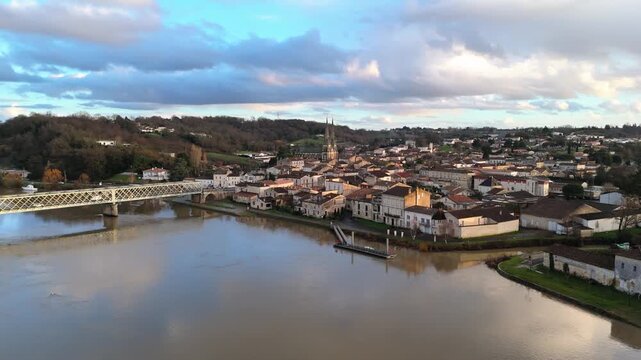 Aerial view of the village of Branne in Gironde near Bordeaux. South West of France.