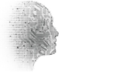 Abstract human head silhouette formed by digital dots vector illustration © Asad's Artistry