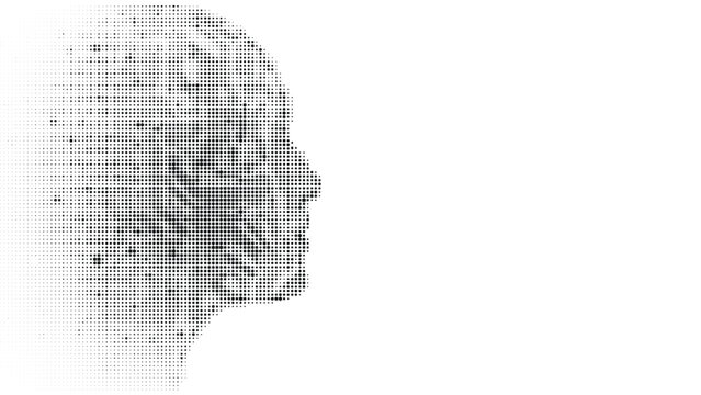 Abstract human head silhouette formed by digital dots vector illustration