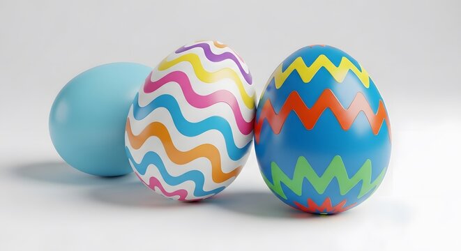 Colorful easter eggs with zig zag patterns