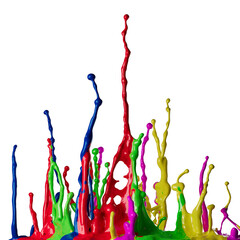 Colored paint splashes isolated on white background