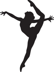 Fototapeta premium Dancer with exaggerated pose in silhouette white background.