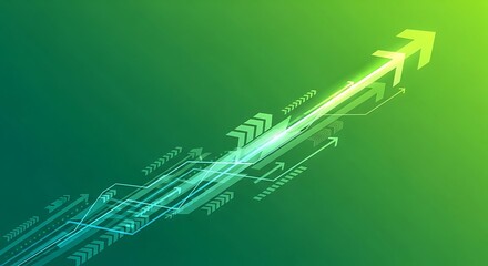 Business growth and success with upward trending arrows