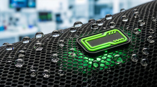 Sportswear: Hydrophobic Sportswear Mesh with Digital Product Passport Tag and Water Beads
