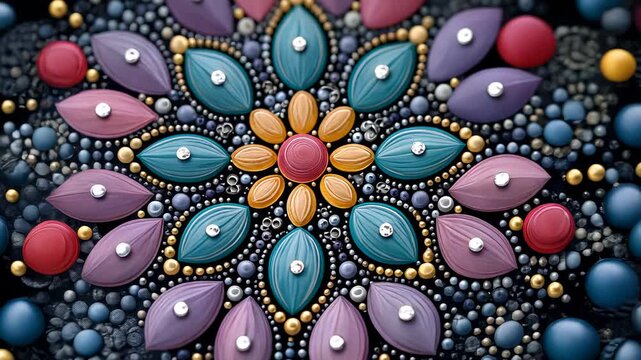 Mesmerizing mandala animation: vibrant flower pattern evolving in detailed closeup