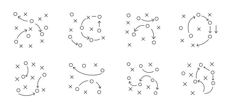 football tactics Icon set. Symbol isolated white background. vector illustration. color editable.