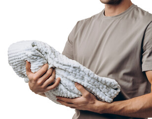 Nanny Holding Baby Blanket Isolated Representing Caregiving Comfort Nurturing and Infant Care Concept