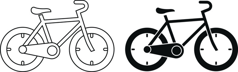 Bicycle Icon Line and Solid Transport Cycle Fitness Symbol Vector