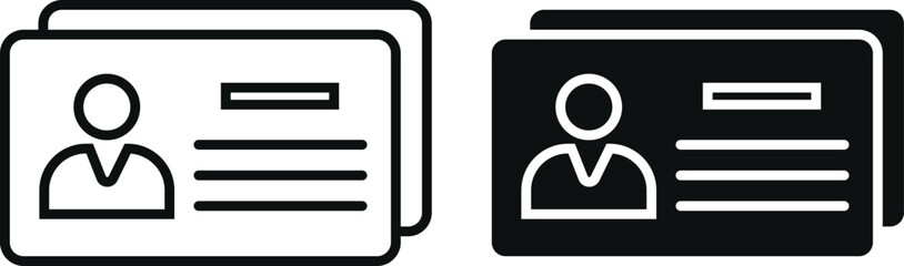 ID Card Icon Line and Solid Identification Profile Business Badge Vector