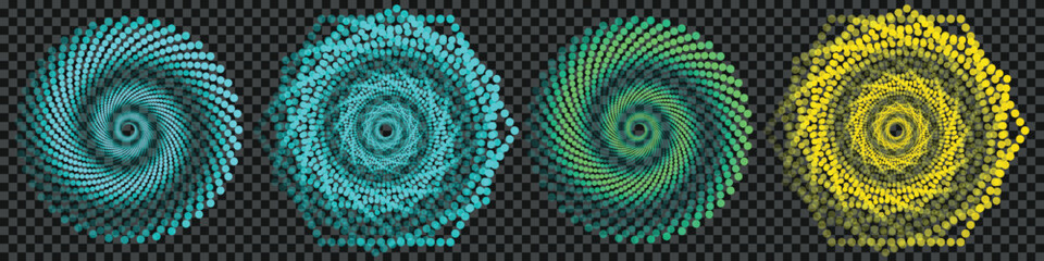 Colorful Dot Spiral Geometric Circular Digital Halftone Pattern Design Vector