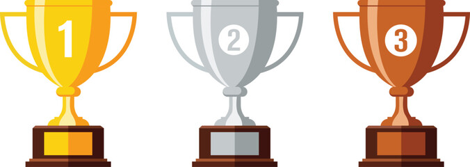 Trophy Award Winner Gold Silver Bronze Cup Championship Achievement Vector