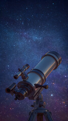 un telescopio moderno profesional mirando y observando las estrellas en el espacio fenomenos naturales de astronomia