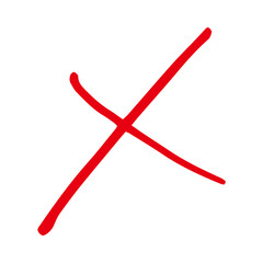 赤ペンで書いたバツマーク　テスト採点で使われる不正解の記号