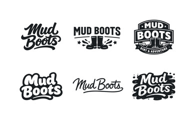 Fototapeta premium Creative Mud Boots Lettering. Mud Boots. Set lettering. harmonious lettering variations of the same emblematic concept, each with different artistic