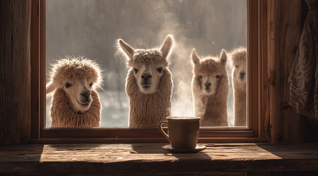 alpacas in the morning