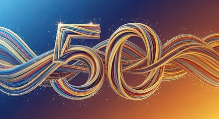 Colorful celebration of the number 50