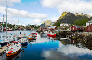 A view of a fishing village in the Lofoten Islands