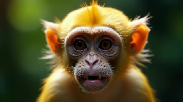 Video Close up of a monkey's face with its mouth open, great for or design