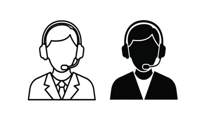 Fototapeta premium Two customer service representatives wearing headsets for communication