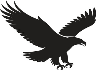 Fototapeta premium Eagle Icon, Flying, Bird of Prey, Powerful Silhouette. Vector Illustration