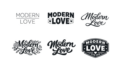 Fototapeta premium Dynamic Love Lettering. Modern Love Headline Design. Set lettering. harmonious lettering variations of the same emblematic concept, each with different