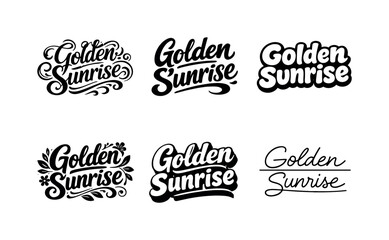 Fototapeta premium Creative Lettering Variations. Golden spring sunrise mood. Set lettering. harmonious lettering variations of the same emblematic concept, each with different