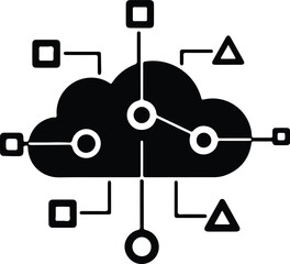 Silhouette cloud technology network data connection service abstract icon illustration vector