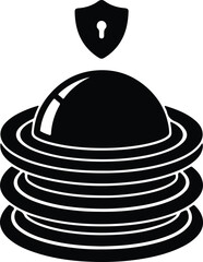 Silhouette data server database protection with shield keyhole security concept illustration vector