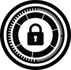 Silhouette digital security padlock icon technology data protection illustration vector