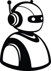 Silhouette friendly modern robot head chatbot artificial intelligence technology illustration vector