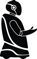 Silhouette friendly robot with outstretched hand presenting something illustration vector