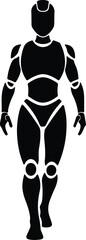 Silhouette humanoid robot walking forward technology concept illustration vector