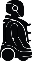 Silhouette of a futuristic robot on wheels side view illustration vector