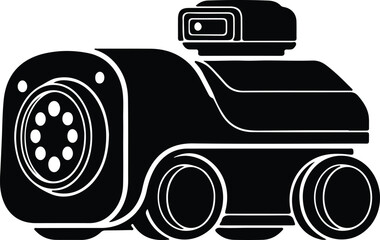 Silhouette of a futuristic robotic vehicle with camera on top illustration vector