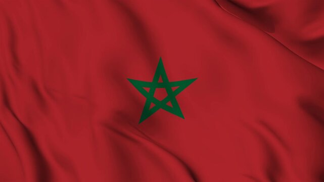 Morocco flag animation seamless loop. High Resolution flag 4K