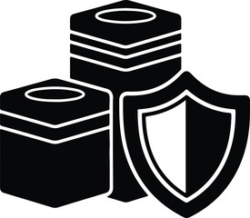 Silhouette protection concept with shield and stacked boxes illustration vector